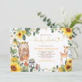 Invitation Baby shower de tournesol des animaux tendance en b (Debout devant)