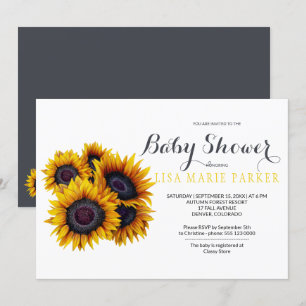 Invitation Baby shower de tournesol doré de classe estivale