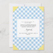 Invitation Baby shower de tournesol En vichy bleu doux (Dos)