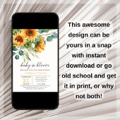 Invitation Baby shower de tournesol et d'eucalyptu