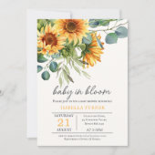 Invitation Baby shower de tournesol et d'eucalyptu (Devant)