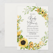 Invitation Baby shower de tournesol et verdure (Devant / Derrière)