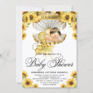 Invitation Baby shower de tournesol fille
