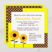 Invitation Baby shower de tournesol - Jaune et Bro (Devant / Derrière)
