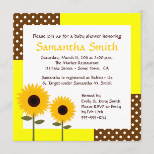 Invitation Baby shower de tournesol - Jaune et Bro