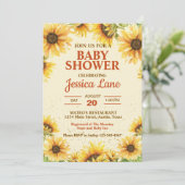 Invitation Baby shower de tournesol jaune rustique et Brown (Debout devant)
