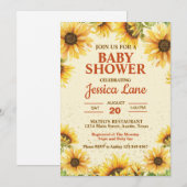 Invitation Baby shower de tournesol jaune rustique et Brown (Devant / Derrière)