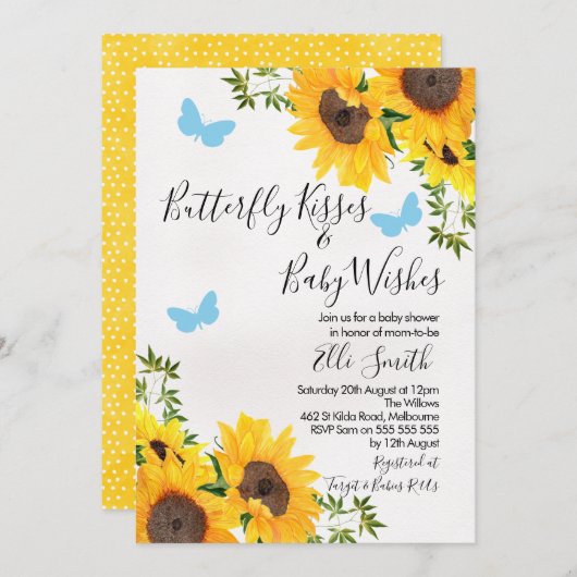 Invitation Baby shower de tournesol moderne (Devant / Derrière)