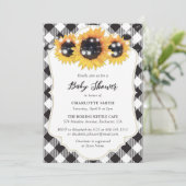 Invitation Baby shower de tournesol Plaid à Buffalo noir et b (Debout devant)