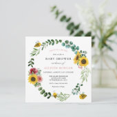 Invitation Baby shower De Tournesol Rose (Debout devant)