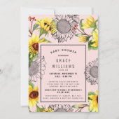 Invitation Baby shower de tournesol rose et jaune (Devant)