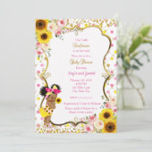 Invitation Baby shower de tournesol, rose et jaune (Debout devant)