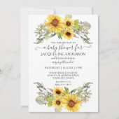 Invitation Baby shower de tournesol rustique en bois (Devant)