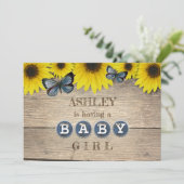 Invitation Baby shower de tournesol rustique | Fille (Debout devant)