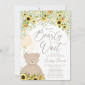 Invitation Baby shower de tournesol Teddy Bear Balloons (Devant)