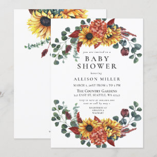 Invitation Baby shower de tournesols de Bourgogne de la marin