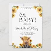 Invitation Baby shower de tournesols de Vache de haute mer (Devant)