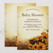 Invitation Baby shower de tournesols floraux Vintages (Devant / Derrière)