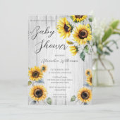 Invitation Baby shower de tournesols rustiques (Debout devant)