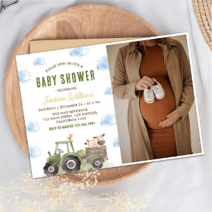 Invitation Baby shower de tracteur pour animaux de ferme Phot
