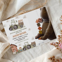 Baby shower de tracteur vert de ferme photo