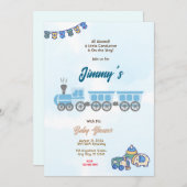 Invitation Baby shower de train de jouets (Devant / Derrière)