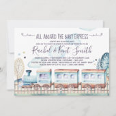 Invitation Baby shower de train Watercolor Choo Choo (Devant)