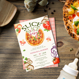 Invitation Baby shower de tranche de couche de pizza décontra