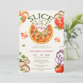 Invitation Baby shower de tranche de couche de pizza décontra (Debout devant)