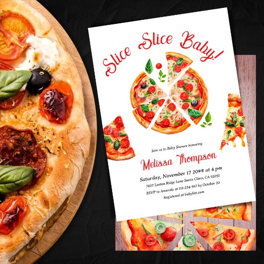 Invitation Baby shower de tranche de pizza italienne moderne