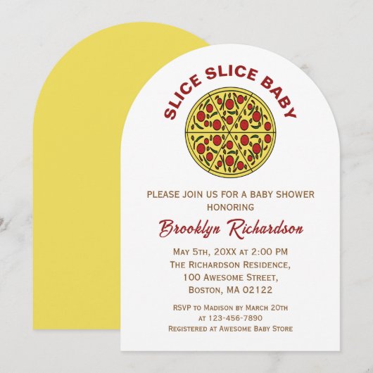 Invitation Baby shower de tranche de pizza Neutre genre (Devant / Derrière)