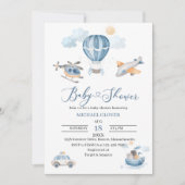 Invitation Baby shower de transport aquarelle (Devant)