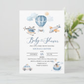 Invitation Baby shower de transport aquarelle (Debout devant)
