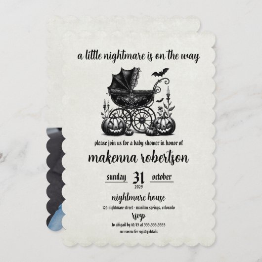 Invitation Baby shower de transport cauchemar (Devant / Derrière)