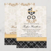 INVITATION BABY SHOWER DE TRANSPORT DE BÉBÉ DE DAMASK JOUNAIS (Devant / Derrière)