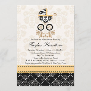 INVITATION BABY SHOWER DE TRANSPORT DE BÉBÉ DE DAMASK JOUNAIS