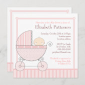 Invitation Baby shower de transport de bébé en rose (Devant / Derrière)