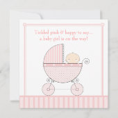 Invitation Baby shower de transport de bébé en rose (Dos)