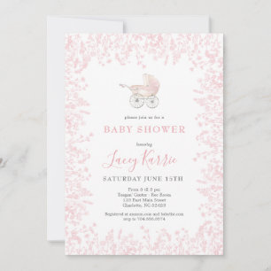 invitation Baby shower de transport de bébé rose