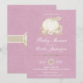 Invitation Baby shower de transport de Cendrillon d'or rose (Devant / Derrière)