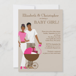 Invitation Baby shower de transport de couple afro-américain