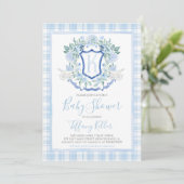 Invitation Baby shower de transport de garçon bleu sud Preppy (Debout devant)