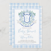 Invitation Baby shower de transport de garçon bleu sud Preppy (Devant / Derrière)