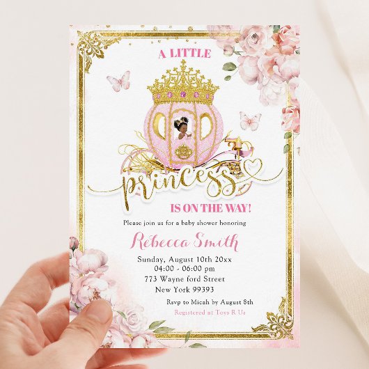 Invitation Baby shower de transport de princesse africaine ro