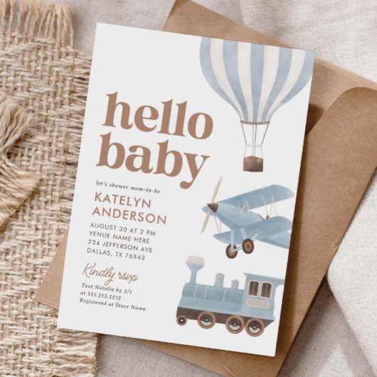 Invitation Baby shower de transport de voyage