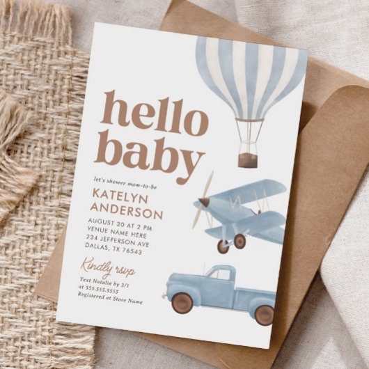 Invitation Baby shower de transport de voyage