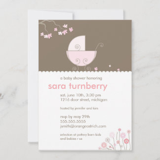 Invitation Baby shower de transport rose