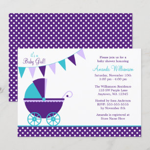 Invitation Baby shower de transport Turquoise à soute foncé v