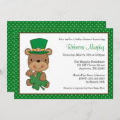 Invitation Baby shower de trèfle d'ours du jour de St Patrick (Devant / Derrière)