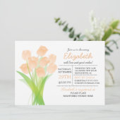Invitation Baby shower de tulipe de pêche typographique moder (Debout devant)